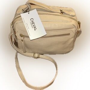 Cheval Firenze Italian leather handbag tan internal and external zip pockets.NWT